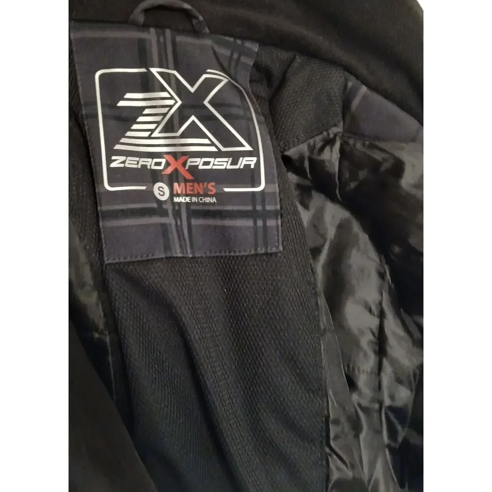 Mens Small Heavy Coat Full Zip Softshell Black Gray Plaid‎ Insulated Zip Pockets